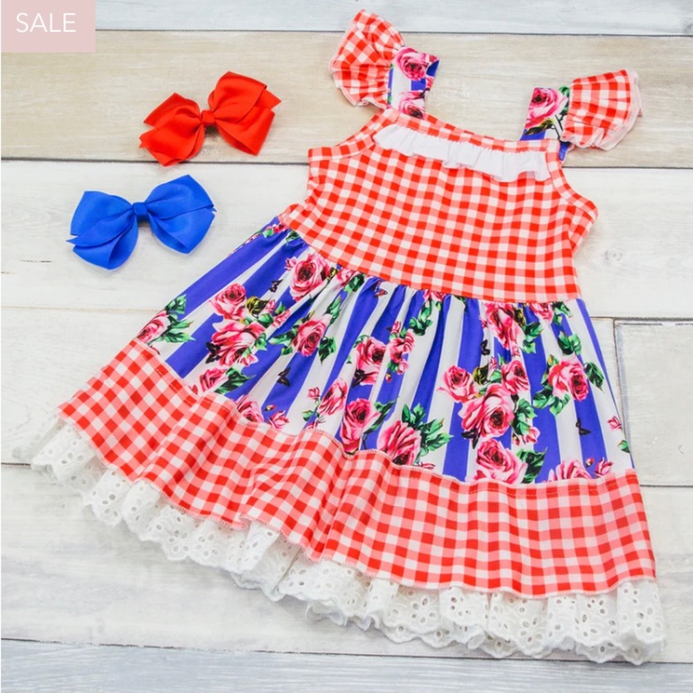 NEW Summer Time Checkers & Floral Dress